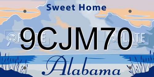 9CJM70 Alabama License Plate