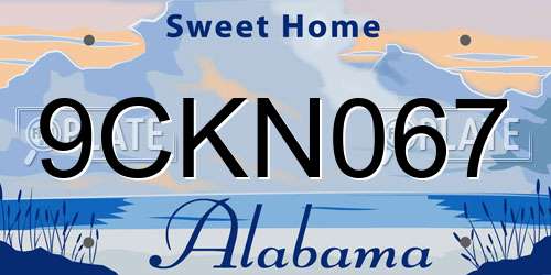9CKN067 Alabama License Plate
