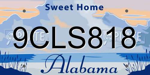 9CLS818 Alabama License Plate