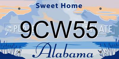 9CW55 Alabama License Plate