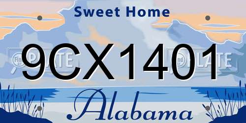 9CX1401 Alabama License Plate