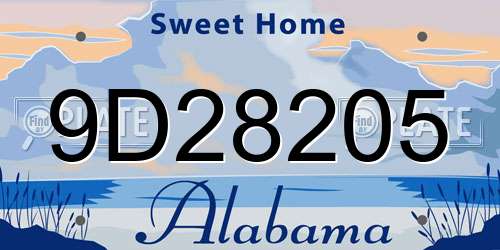 9D28205 Alabama License Plate