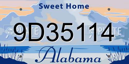 9D35114 Alabama License Plate