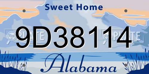 9D38114 Alabama License Plate