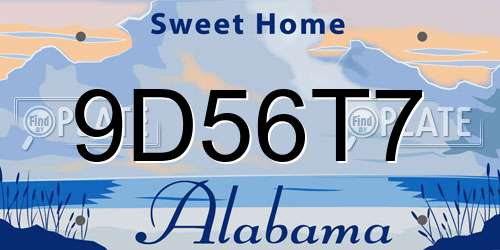 9D56T7 Alabama License Plate