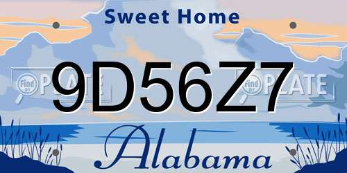 9D56Z7 Alabama License Plate
