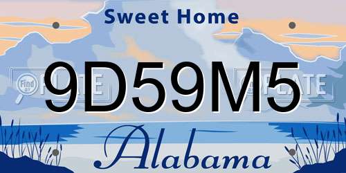 9D59M5 Alabama License Plate