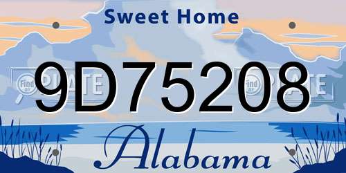 9D75208 Alabama License Plate