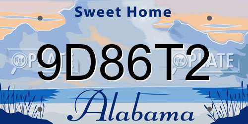 9D86T2 Alabama License Plate