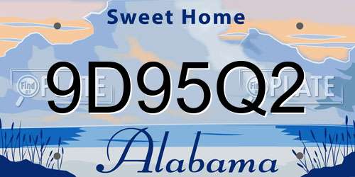 9D95Q2 Alabama License Plate