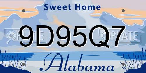 9D95Q7 Alabama License Plate