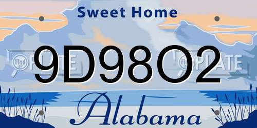 9D98O2 Alabama License Plate