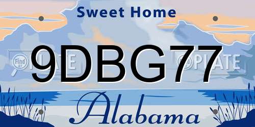 9DBG77 Alabama License Plate