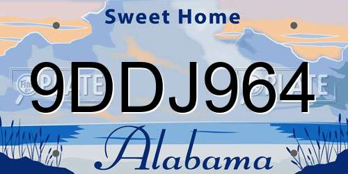 9DDJ964 Alabama License Plate