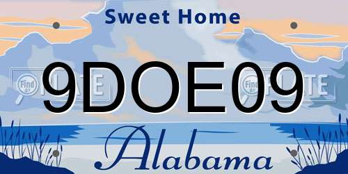 9DOE09 Alabama License Plate