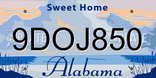 9DOJ850 Alabama License Plate