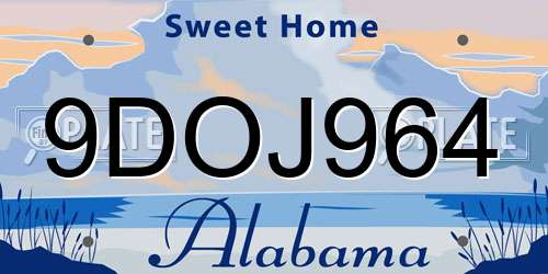 9DOJ964 Alabama License Plate