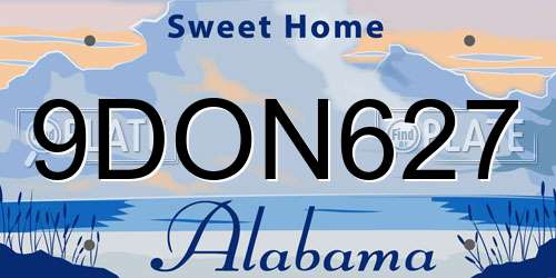 9DON627 Alabama License Plate