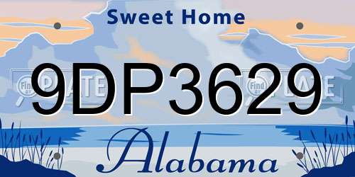 9DP3629 Alabama License Plate