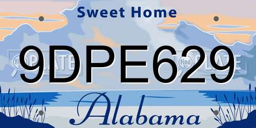 9DPE629 Alabama License Plate