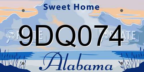 9DQ074 Alabama License Plate