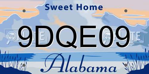 9DQE09 Alabama License Plate
