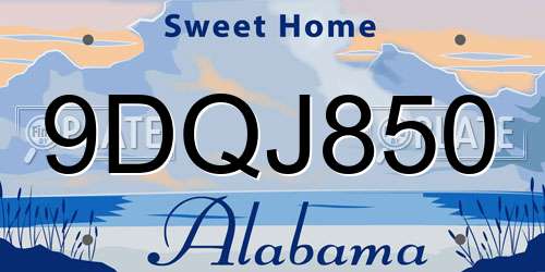 9DQJ850 Alabama License Plate