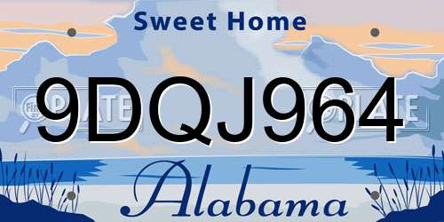 9DQJ964 Alabama License Plate