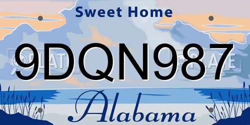 9DQN987 Alabama License Plate