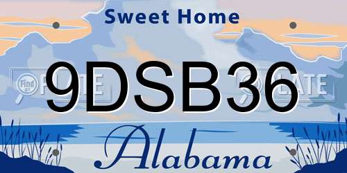 9DSB36 Alabama License Plate