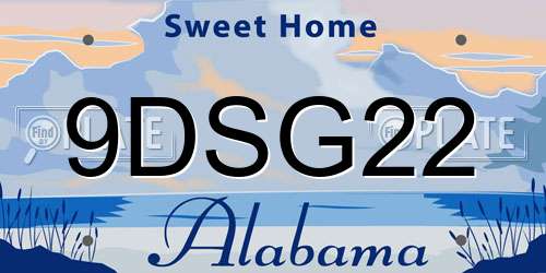 9DSG22 Alabama License Plate
