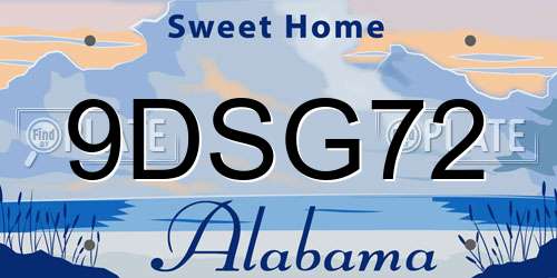9DSG72 Alabama License Plate