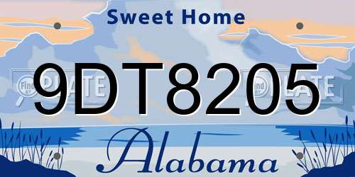 9DT8205 Alabama License Plate