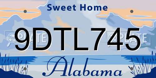 9DTL745 Alabama License Plate