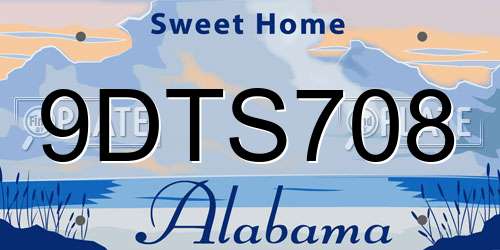9DTS708 Alabama License Plate