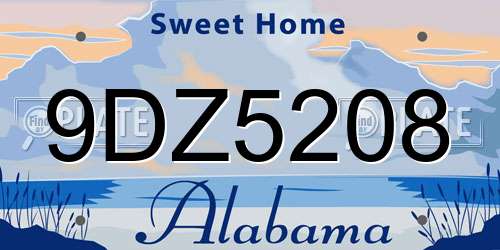 9DZ5208 Alabama License Plate