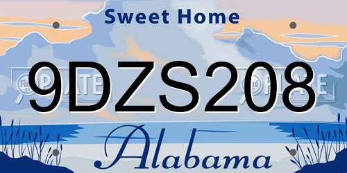 9DZS208 Alabama License Plate