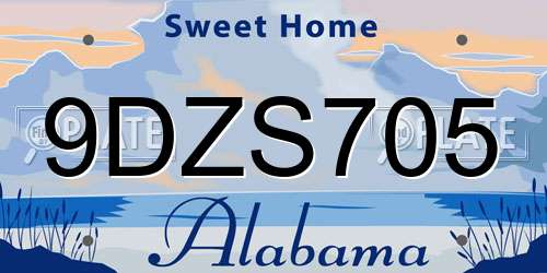 9DZS705 Alabama License Plate