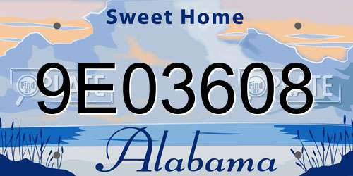 9E03608 Alabama License Plate