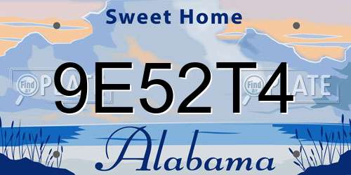 9E52T4 Alabama License Plate