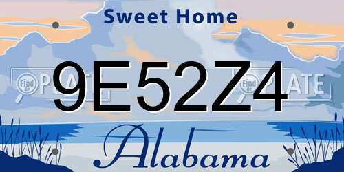 9E52Z4 Alabama License Plate
