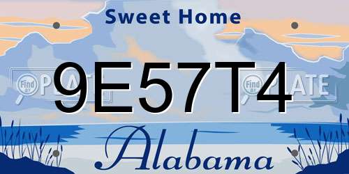 9E57T4 Alabama License Plate
