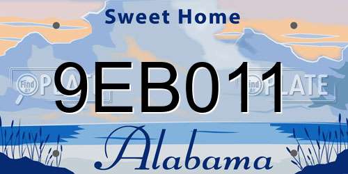 9EB011 Alabama License Plate