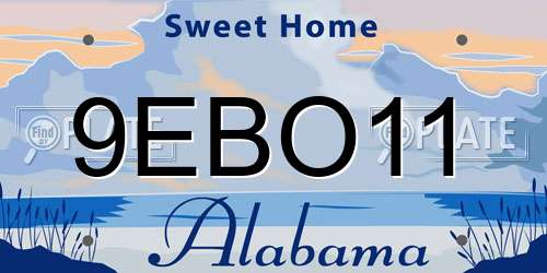 9EBO11 Alabama License Plate