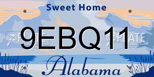 9EBQ11 Alabama License Plate