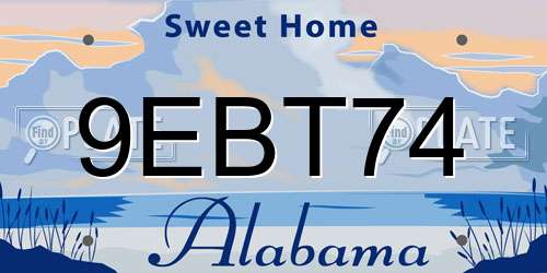 9EBT74 Alabama License Plate