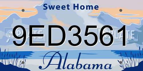 9ED3561 Alabama License Plate