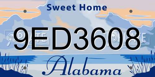 9ED3608 Alabama License Plate