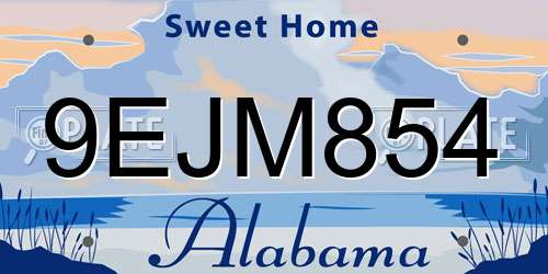 9EJM854 Alabama License Plate
