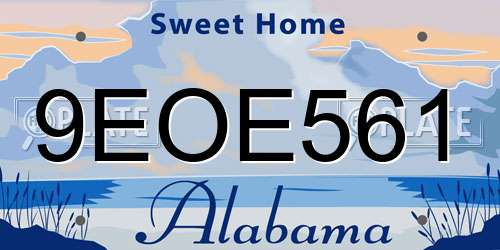 9EOE561 Alabama License Plate